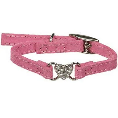 Collier ajustable pour chat et chien en ultra-suède rose, Li'l Pals