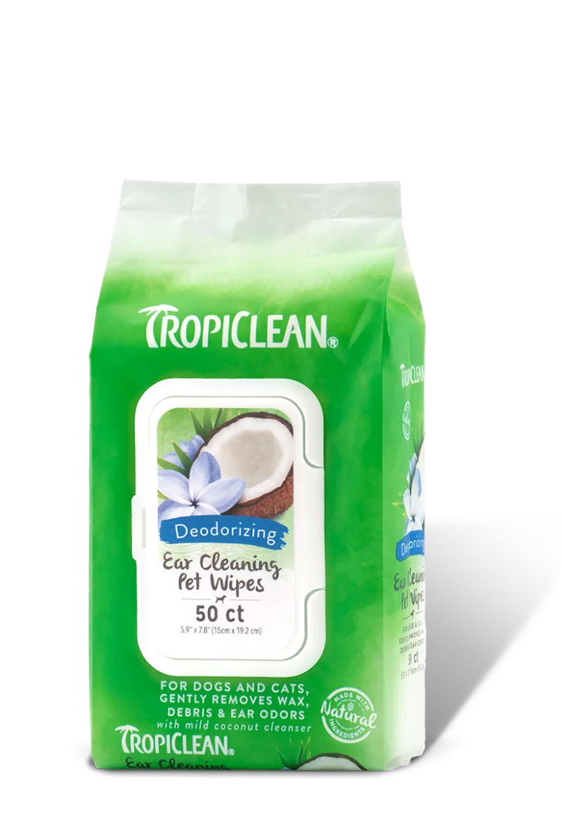 Lingettes nettoyantes pour oreilles des animaux, Tropiclean  (50 feuilles)