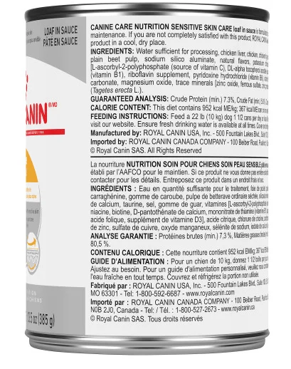 Conserve soin peau sensible chiens pâté en sauce Royal canin, 385g