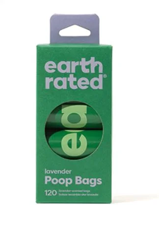 Poop Bags Earth Rated, 8 Rouleaux, Parfumé lavande, Recharge Pour Distributeur