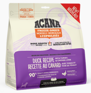Nourriture Acana lyophilisée pour chiens, recette au canard -Animalerie en  ligne