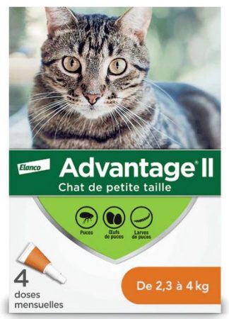 Advantage II Anti puces pour chat de 2.3 kg à moins de 4 kg, 4 doses