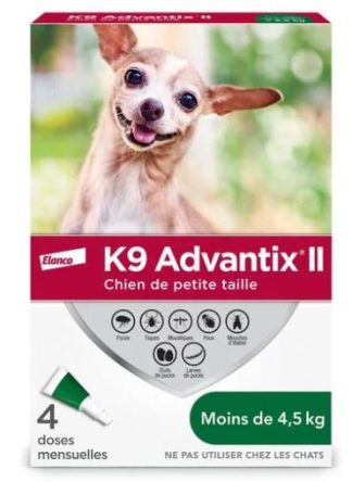 K9 ADVANTIX II Antiparasitaire pour chien advantix, anti puces, anti tiques et anti moustiques pour petit chien