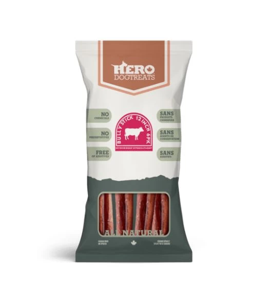 Gâterie pour chiens, Paquet de Bully Stick de boeuf Hero