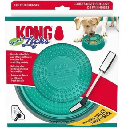 Tapis de léchage tournant pour chien, Kong Spinz licks, Bleu