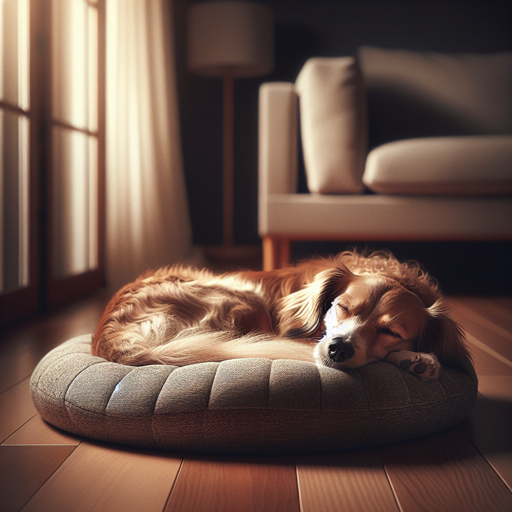Dog sleeping in a round shape bed