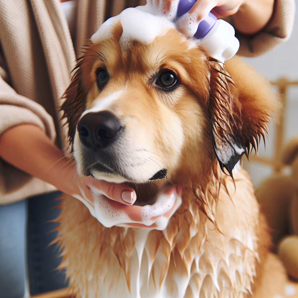 chien qui se fait nettoyer