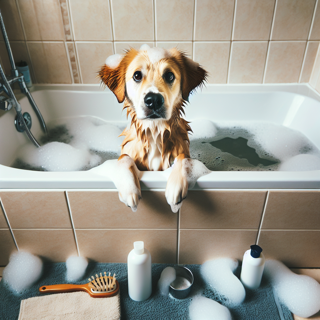 dog getting shampooed