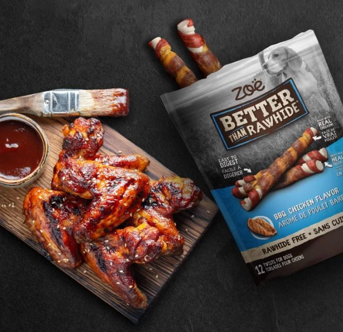 Batonnet de torsade de poulet pour chien, poulet barbecue, sans cuir brut, Better Than Rawhide, Zoë